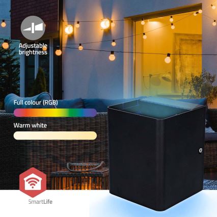 Dimbare LED RGBW buitenmuurlamp SmartLife LED/12W/230V IP65 Wi‑Fi Tuya zwart