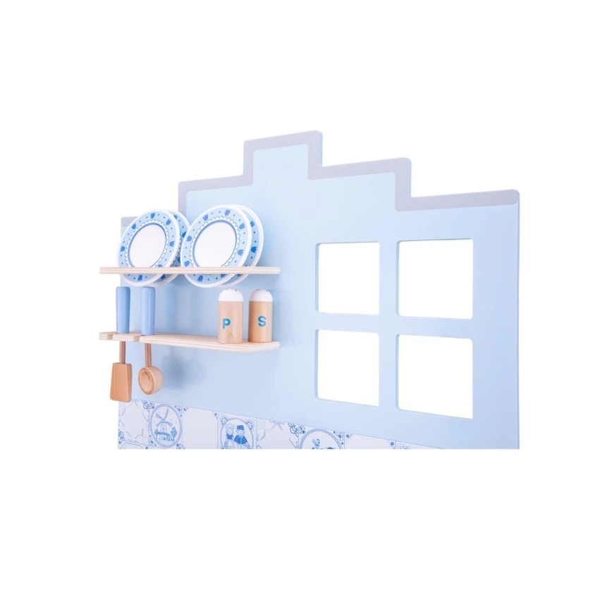 New Classic Toys - Houten keuken met accessoires blauw