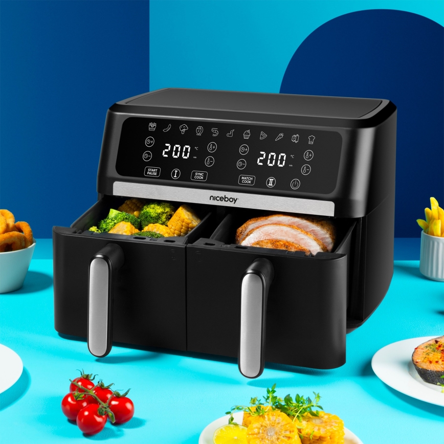 Niceboy AirFryer DUO - Duale heteluchtfriteuse 9 l, 2400 W / 230 V