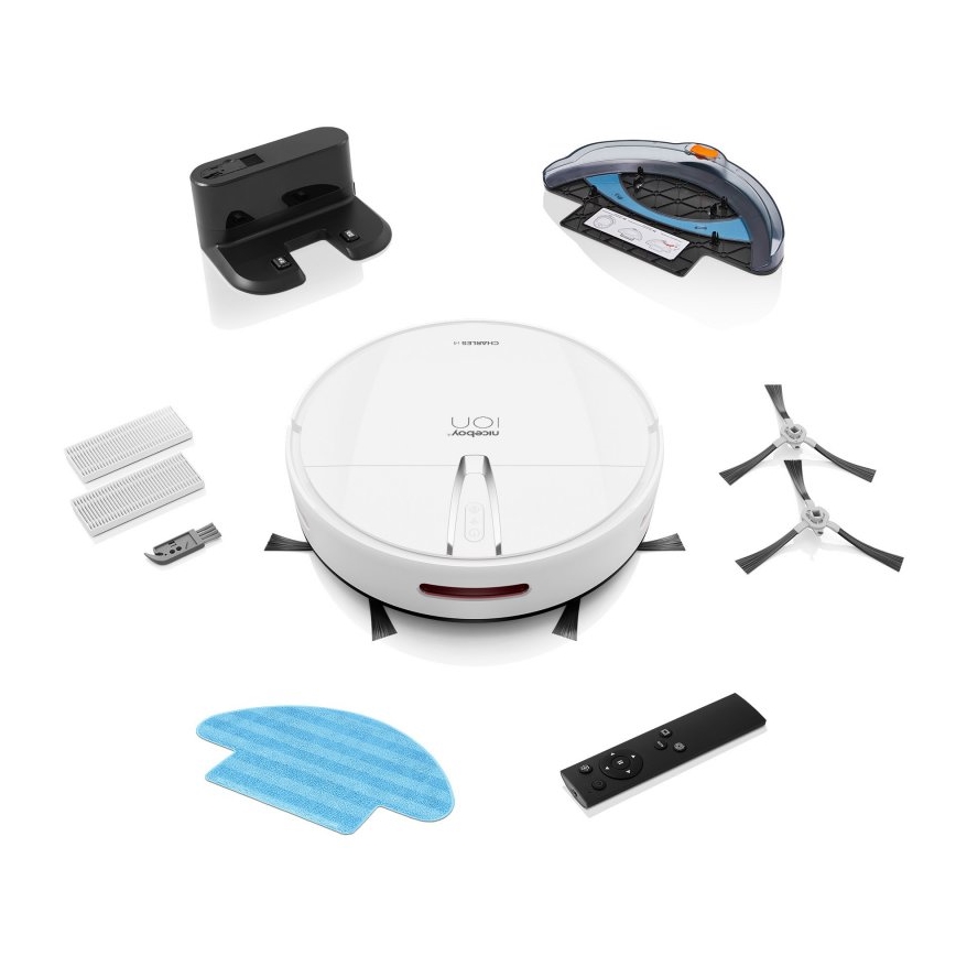 Niceboy ION Charles i4 - Slimme robotstofzuiger 2in1 4400 mAh Wi-Fi wit + afstandsbediening