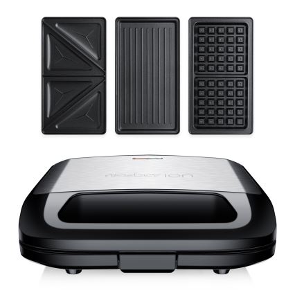 Niceboy ION Snacker S3 - Sandwich maker 3in1 750W/230V roestvrij/zwart
