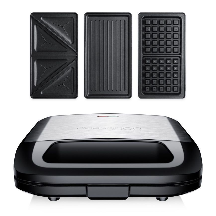 Niceboy ION Snacker S3 - Sandwich maker 3in1 750W/230V roestvrij/zwart