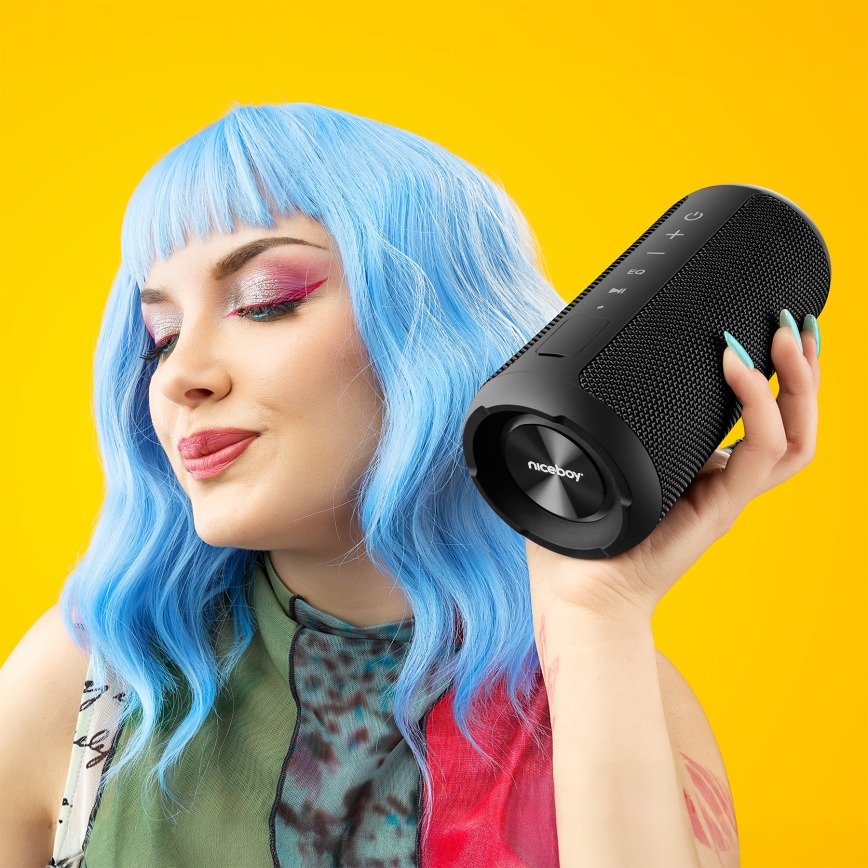 Niceboy Orion - LED Draadloze luidspreker met een microfoon 24W/2200 mAh IPX7 zwart