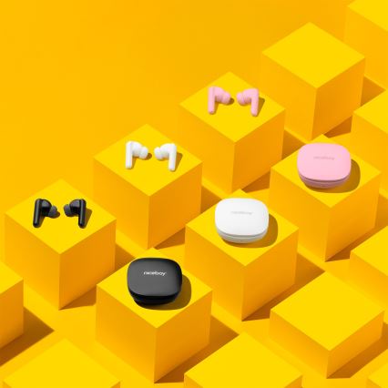 Niceboy Pins 4 PRO - Draadloze oortjes met actieve ruisonderdrukking (ANC) 380 mAh + 2x 35 mAh IP54 roze