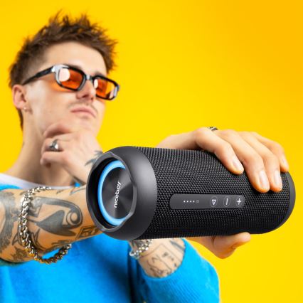 Niceboy Polaris - LED Draadloze luidspreker met een microfoon 30W/4000 mAh IPX7 zwart