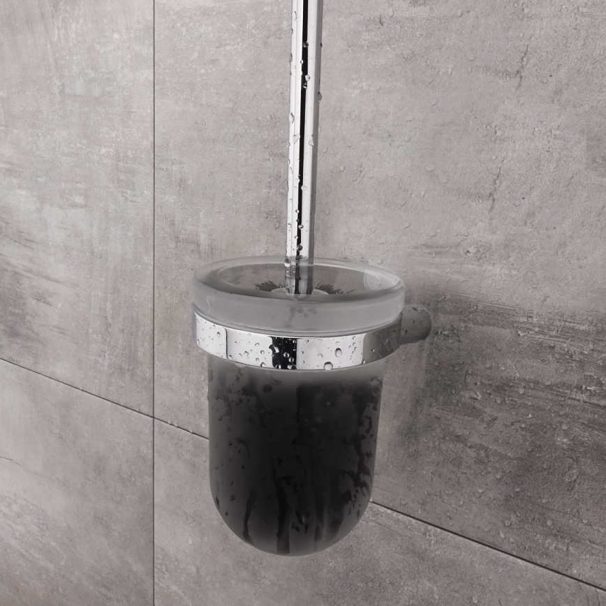 NIMCO BR 11094WN-26 - Wandgemonteerde toiletborstel BORMO mat glas/glanzend chroom