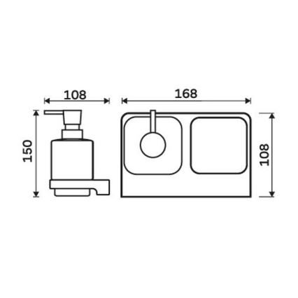 NIMCO MA 2905831C-26 - Zeepdispenser voor aan de muur en tandenborstelhouder MAYA 320 mm mat glas/glanzend chroom