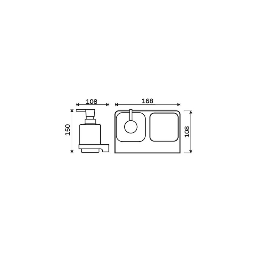 NIMCO MA 2905831C-26 - Zeepdispenser voor aan de muur en tandenborstelhouder MAYA 320 mm mat glas/glanzend chroom