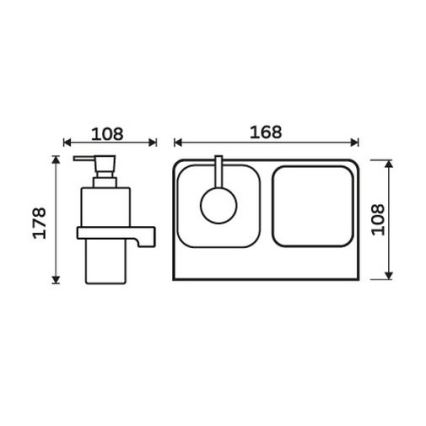 NIMCO MA 2905831H-26 - Zeepdispenser voor aan de muur en tandenborstelhouder MAYA 290 mm mat glas/glanzend chroom