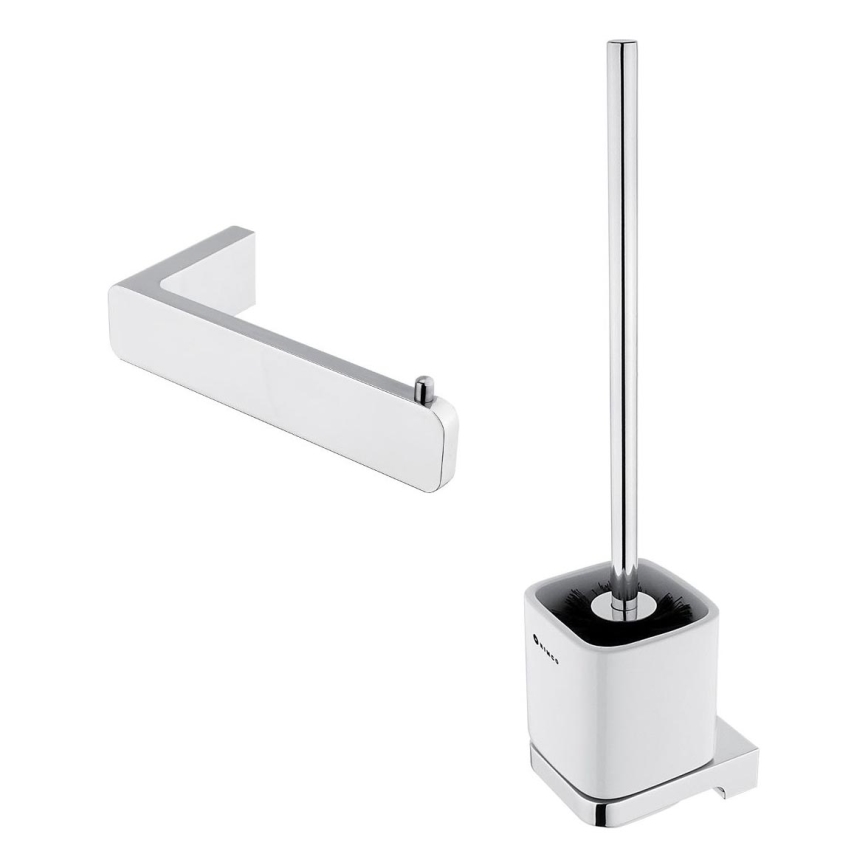 NIMCO MA set-94KN-26 - Wandgemonteerde toiletborstel en toiletrolhouder MAYA glanzend chroom