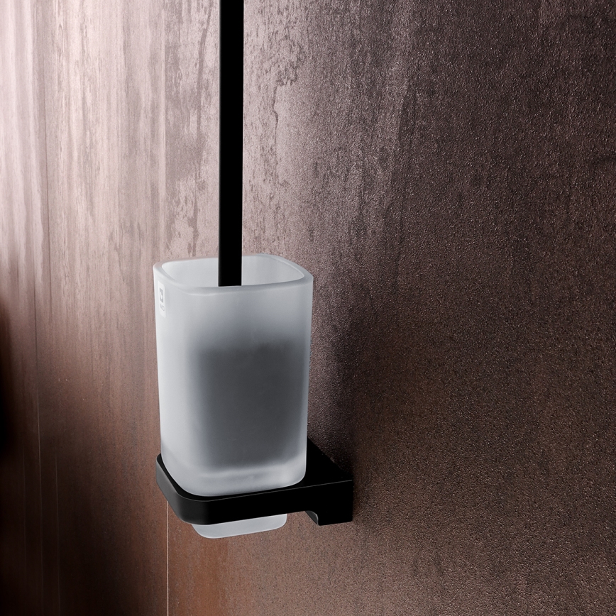 NIMCO MAC 29094CN-90 - Wandgemonteerde toiletborstel MAYA mat glas/mat zwart