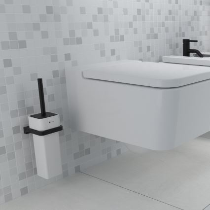 NIMCO MAC 29094K-90 - Wandgemonteerde toiletborstel MAYA wit/mat zwart