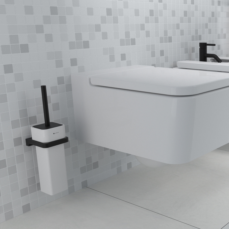 NIMCO MAC 29094K-90 - Wandgemonteerde toiletborstel MAYA wit/mat zwart