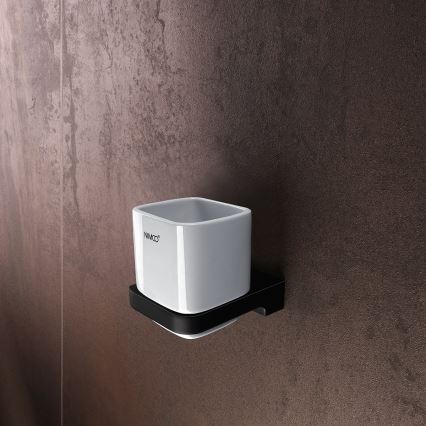 NIMCO MAC set-31K-T-90 - Wandgemonteerde zeepdispenser, tandenborstelhouder en wandhaak MAYA 320 mm wit/mat zwart