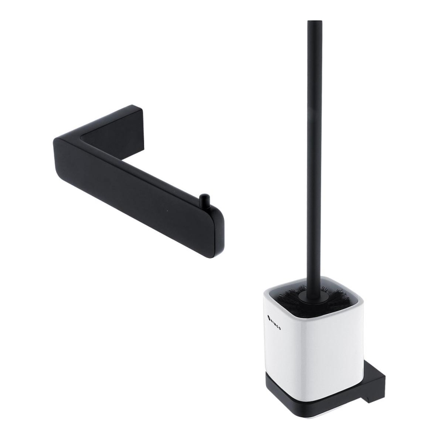 NIMCO MAC set-94KN-90 - Wandgemonteerde toiletborstel en toiletrolhouder MAYA wit/mat zwart