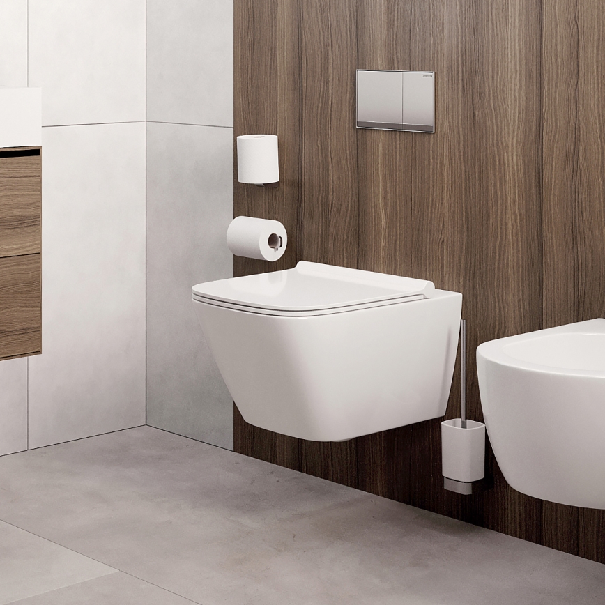 NIMCO NK set-94KN-26 - Wandgemonteerde toiletborstel en toiletrolhouder NIKAU wit/glanzend chroom
