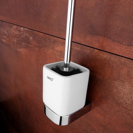 NIMCO NK set-94KN-26 - Wandgemonteerde toiletborstel en toiletrolhouder NIKAU wit/glanzend chroom