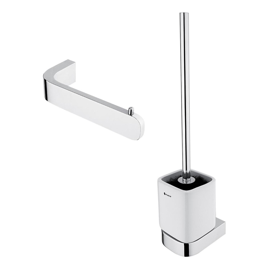 NIMCO NK set-94KN-26 - Wandgemonteerde toiletborstel en toiletrolhouder NIKAU wit/glanzend chroom