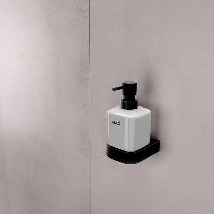 NIMCO NKC set-31K-T-90 - Wandgemonteerde zeepdispenser, tandenborstelhouder en wandhaak NIKAU 320 mm wit/mat zwart