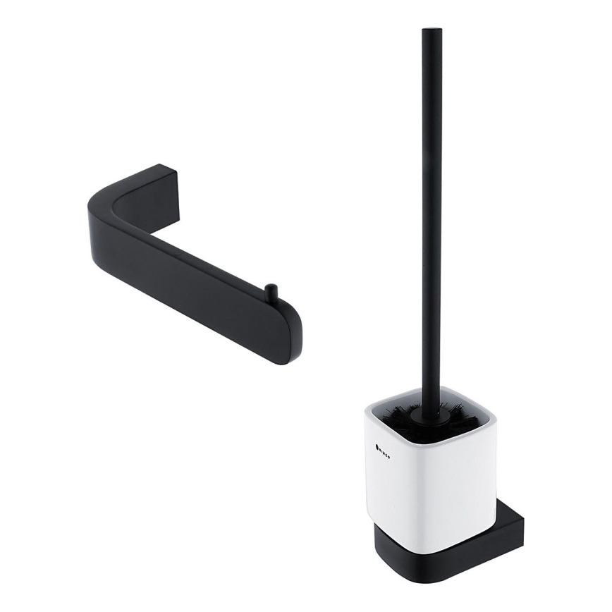 NIMCO NKC set-94KN-90 - Wandgemonteerde toiletborstel en toiletrolhouder NIKAU wit/mat zwart
