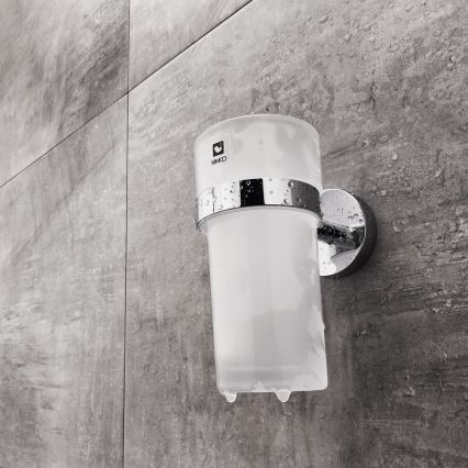 NIMCO UN set-31W-26 - Wandgemonteerde zeepdispenser, tandenborstelhouder en wandhaak UNIX 250 mm mat glas/glanzend chroom