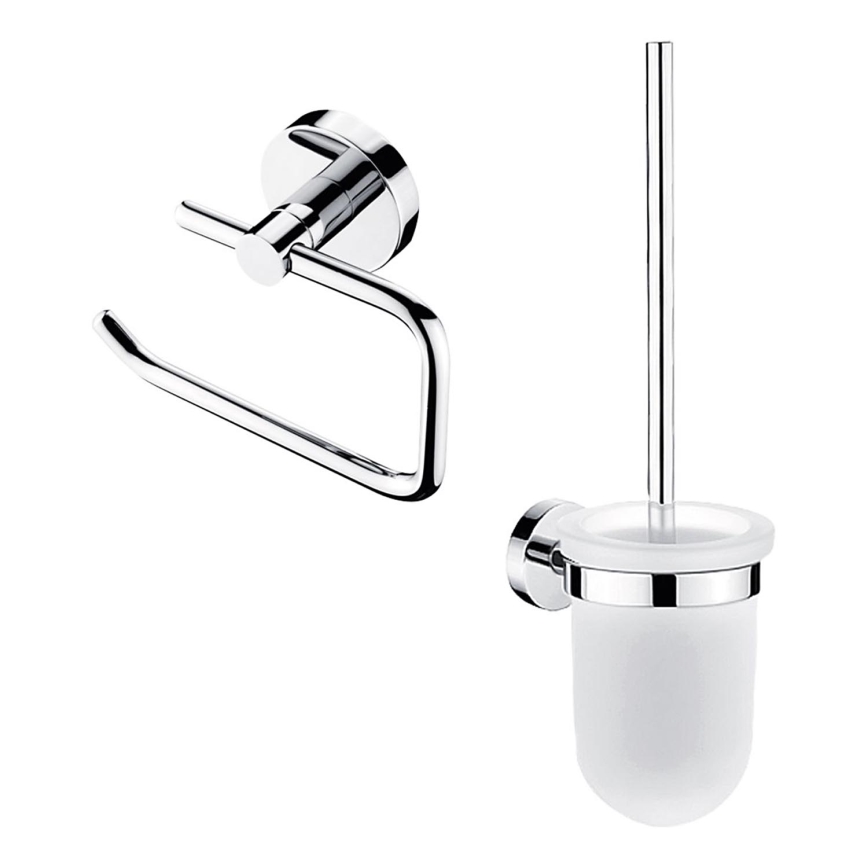 NIMCO UN set-94WN-26 - Wandgemonteerde toiletborstel en toiletrolhouder UNIX glanzend chroom