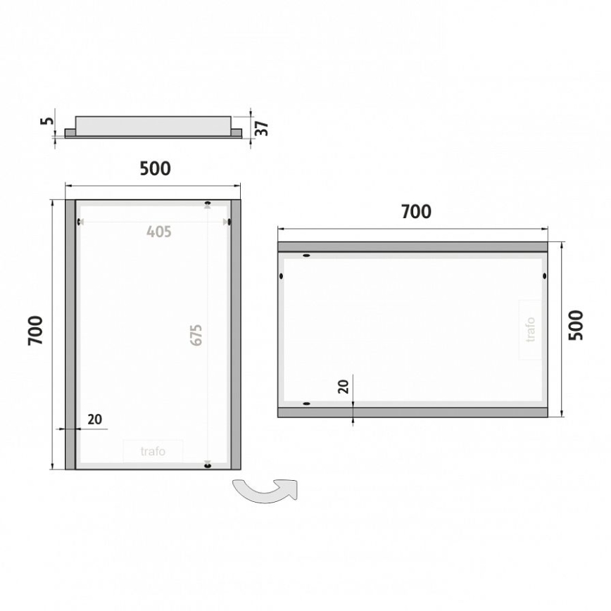 NIMCO ZP 11001 - LED Badkamer spiegel met achterkantverlichting LED/21W/230V 6500K 70x50 cm IP44