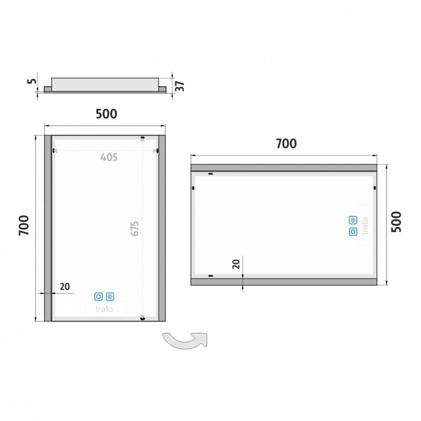 NIMCO ZP 11001VX - LED-dimbare badkamerspiegel met achtergrondverlichting LED/21W/230V 3000-6500K 70x50 cm IP44