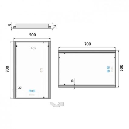 NIMCO ZP 11001VX - LED Badkamerspiegel met dimbare verlichting LED/21W/230V 3000-6500K 70x50 cm IP44