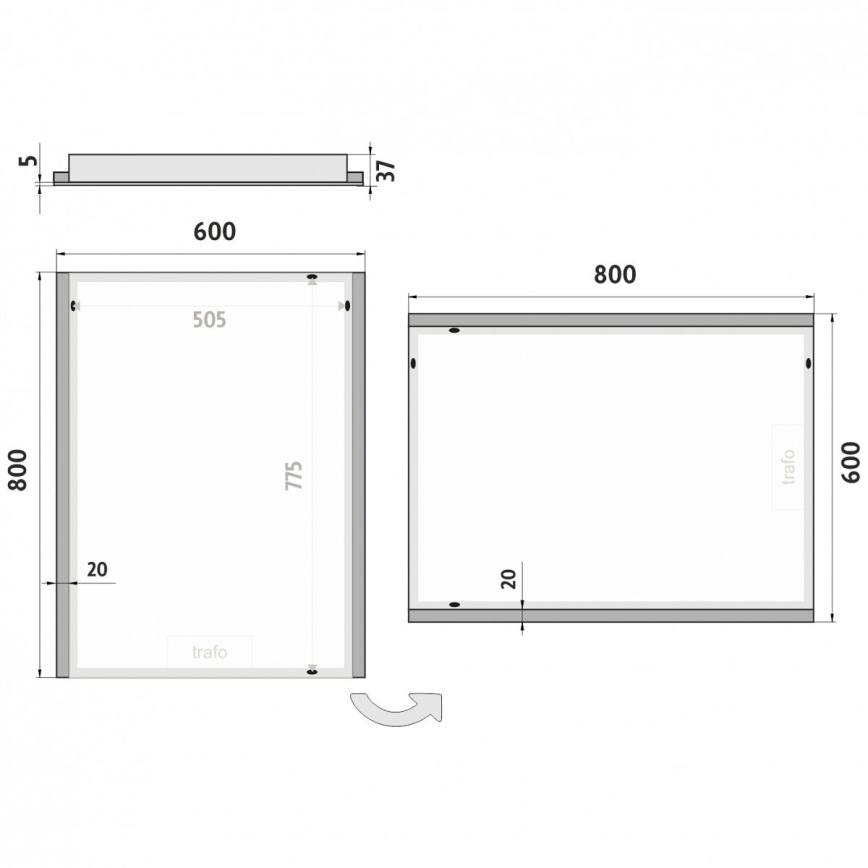 NIMCO ZP 11002 - LED Badkamer spiegel met achterkantverlichting LED/24W/230V 6500K 80x60 cm IP44