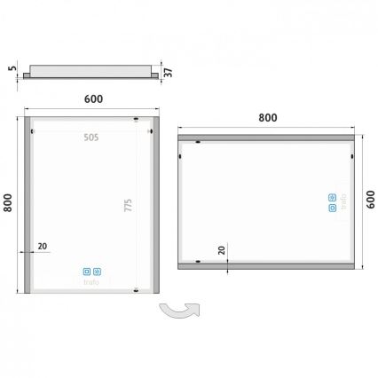 NIMCO ZP 11002VX - LED Badkamerspiegel met dimbare verlichting LED/24W/230V 3000-6500K 80x60 cm IP44