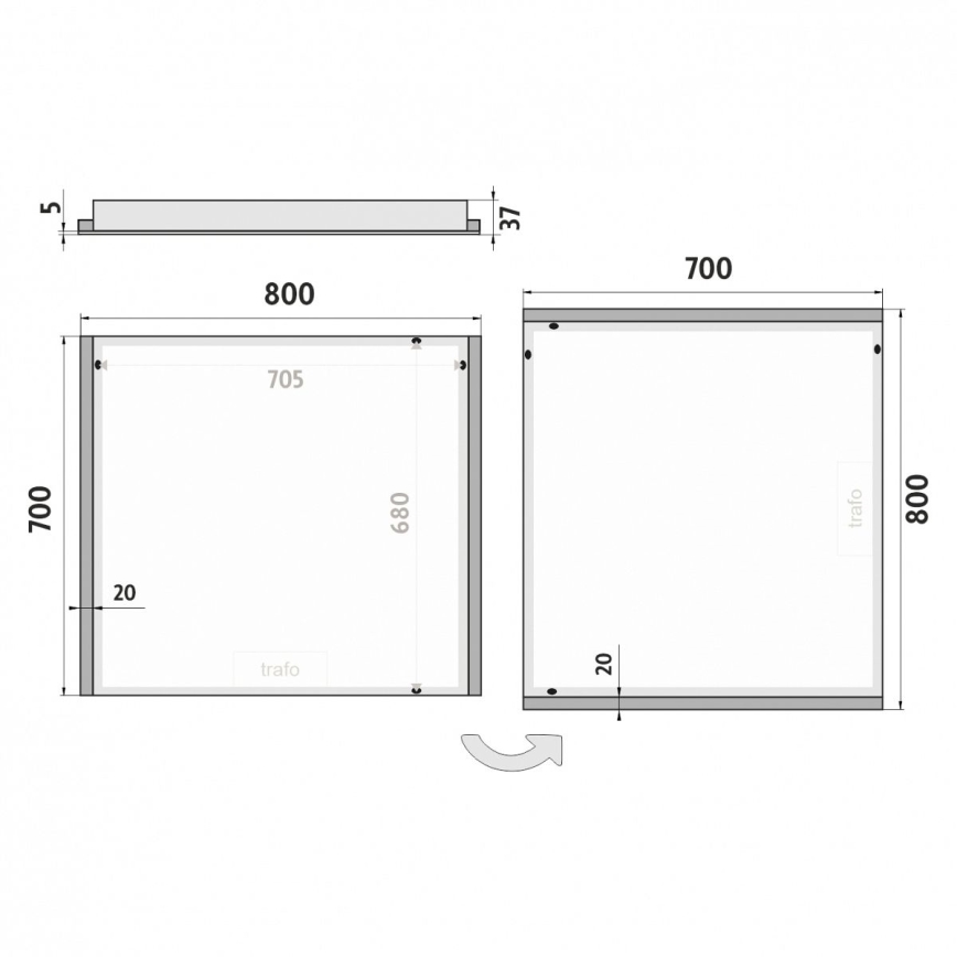NIMCO ZP 11003 - LED Badkamer spiegel met achterkantverlichting LED/21W/230V 6500K 70x80 cm IP44