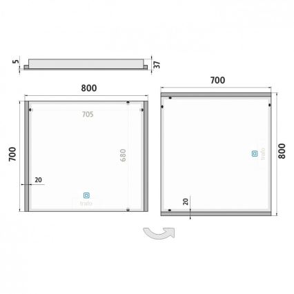 NIMCO ZP 11003V - LED Badkamerspiegel met dimbare verlichting LED/21W/230V 3000-6500K 70x80 cm IP44