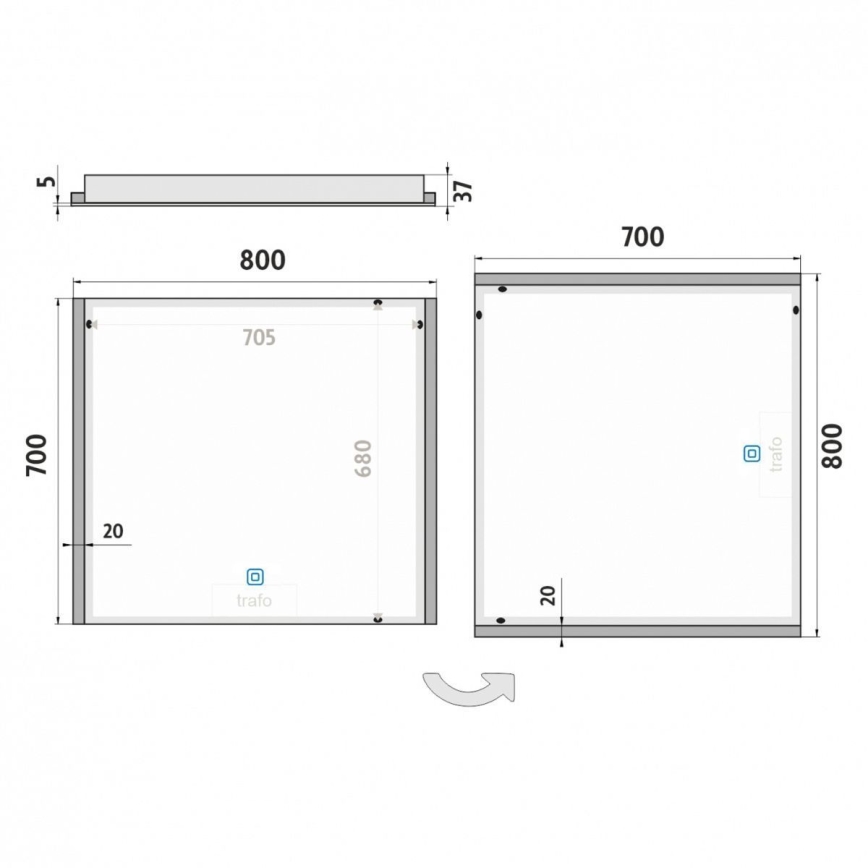 NIMCO ZP 11003V - LED Badkamerspiegel met dimbare verlichting LED/21W/230V 3000-6500K 70x80 cm IP44