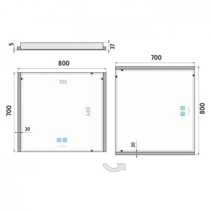 NIMCO ZP 11003VX - LED Badkamerspiegel met dimbare verlichting LED/21W/230V 3000-6500K 70x80 cm IP44