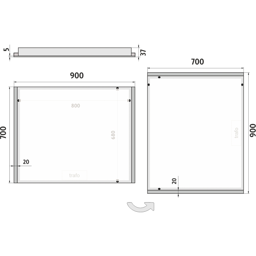 NIMCO ZP 11019 - LED Badkamer spiegel met achterkantverlichting LED/21W/230V 6500K 70x90 cm IP44