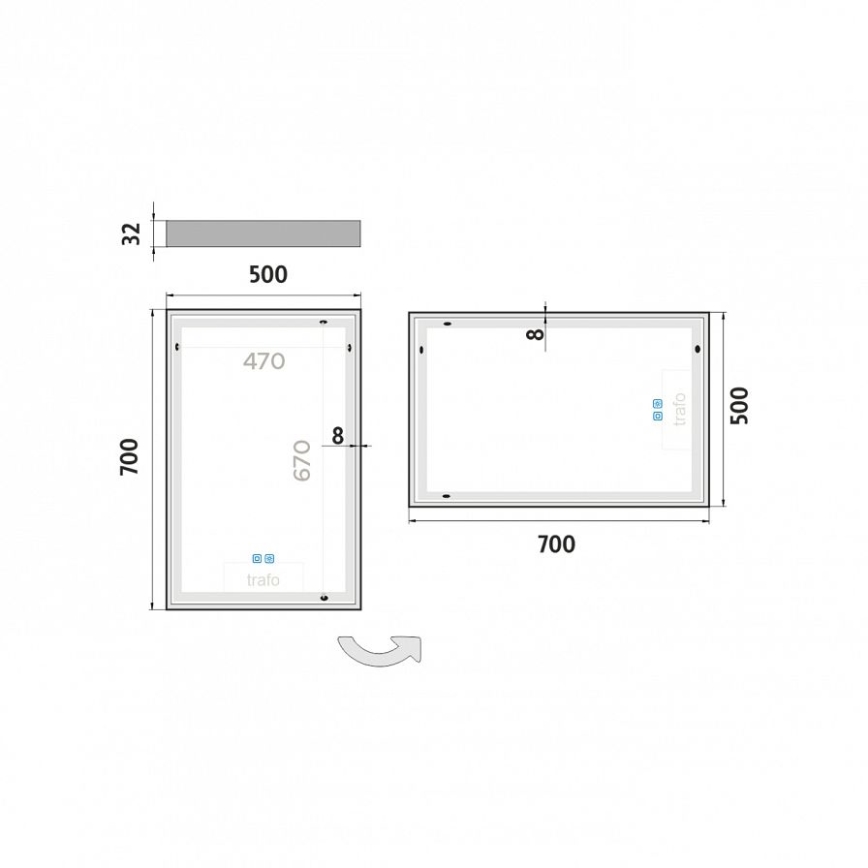 NIMCO ZP 13001VX - LED Badkamerspiegel met dimbare verlichting LED/35W/230V 3000-6500K 70x50 cm IP44