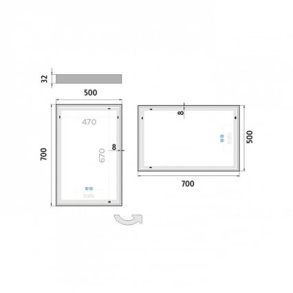 NIMCO ZP 13001VX - Dimbare achtergrondverlichte LED-badkamerspiegel LED/35W/230V 3000-6500K 70x50 cm IP44