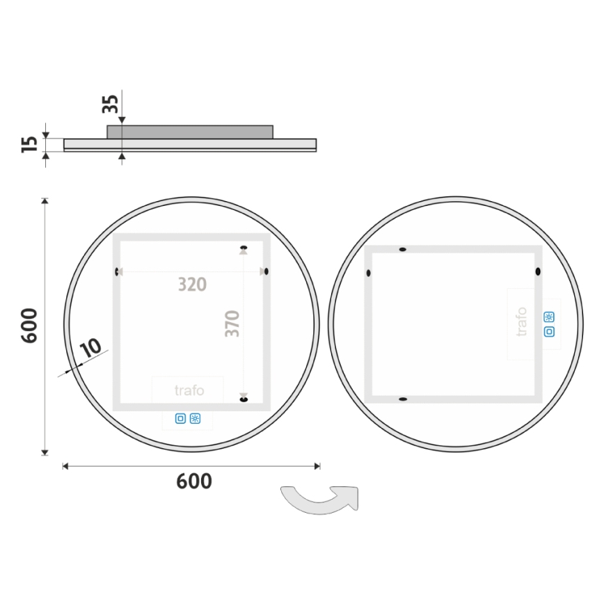 NIMCO ZP 26000RVX - LED Badkamerspiegel met dimbare verlichting LED/26W/230V 3000-6500K diameter 60 cm IP44