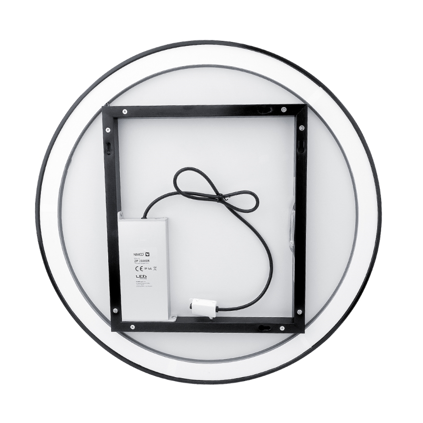 NIMCO ZPC 28000RVX-90 - Dimbare LED-badkamerspiegel met achterverlichting LED/26W/230V 3000-6500K Ø 60 cm mat zwart IP44