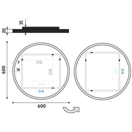 NIMCO ZPC 28000RVX-90 - Dimbare LED-badkamerspiegel met achterverlichting LED/26W/230V 3000-6500K Ø 60 cm mat zwart IP44