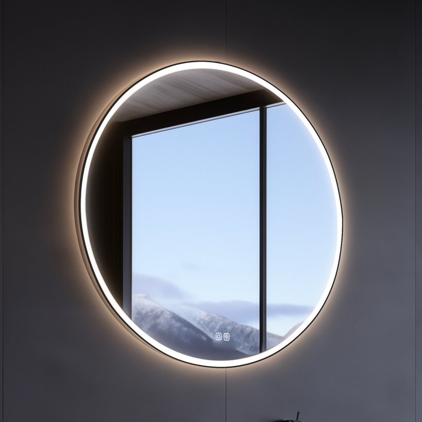 NIMCO ZPC 28000RVX-90 - LED Badkamerspiegel met dimbare verlichting LED/26W/230V 3000-6500K diameter 60 cm mat zwart IP44