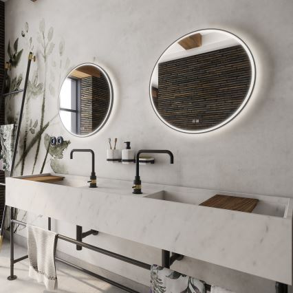 NIMCO ZPC 28001RVX-90 - LED-dimbare achtergrondverlichte badkamerspiegel LED/33W/230V 3000-6500K Ø 70 cm mat zwart IP44