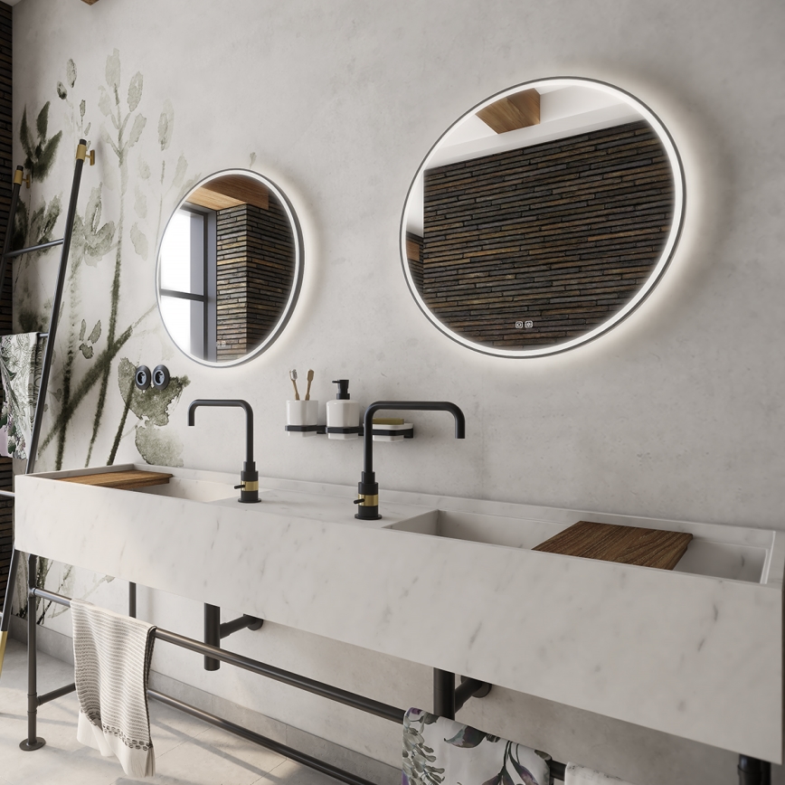 NIMCO ZPC 28001RVX-90 - LED-dimbare achtergrondverlichte badkamerspiegel LED/33W/230V 3000-6500K Ø 70 cm mat zwart IP44