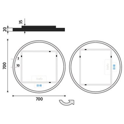 NIMCO ZPC 28001RVX-90 - LED-dimbare achtergrondverlichte badkamerspiegel LED/33W/230V 3000-6500K Ø 70 cm mat zwart IP44