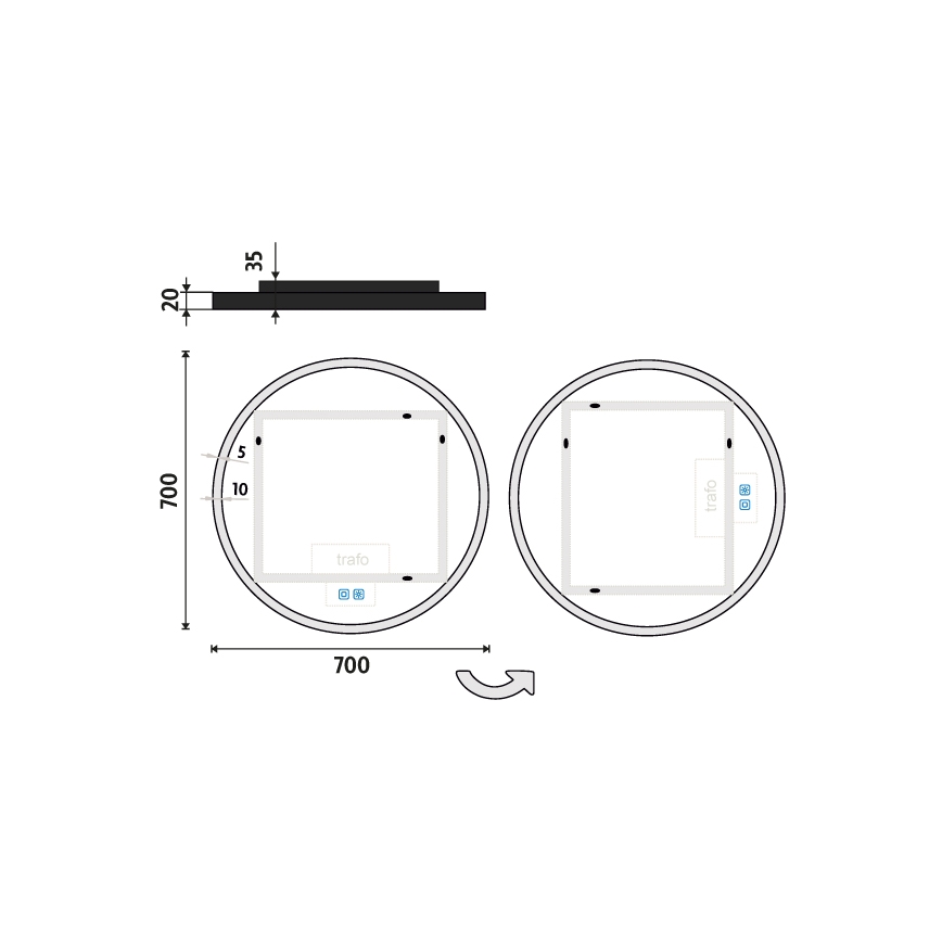 NIMCO ZPC 28001RVX-90 - LED-dimbare achtergrondverlichte badkamerspiegel LED/33W/230V 3000-6500K Ø 70 cm mat zwart IP44