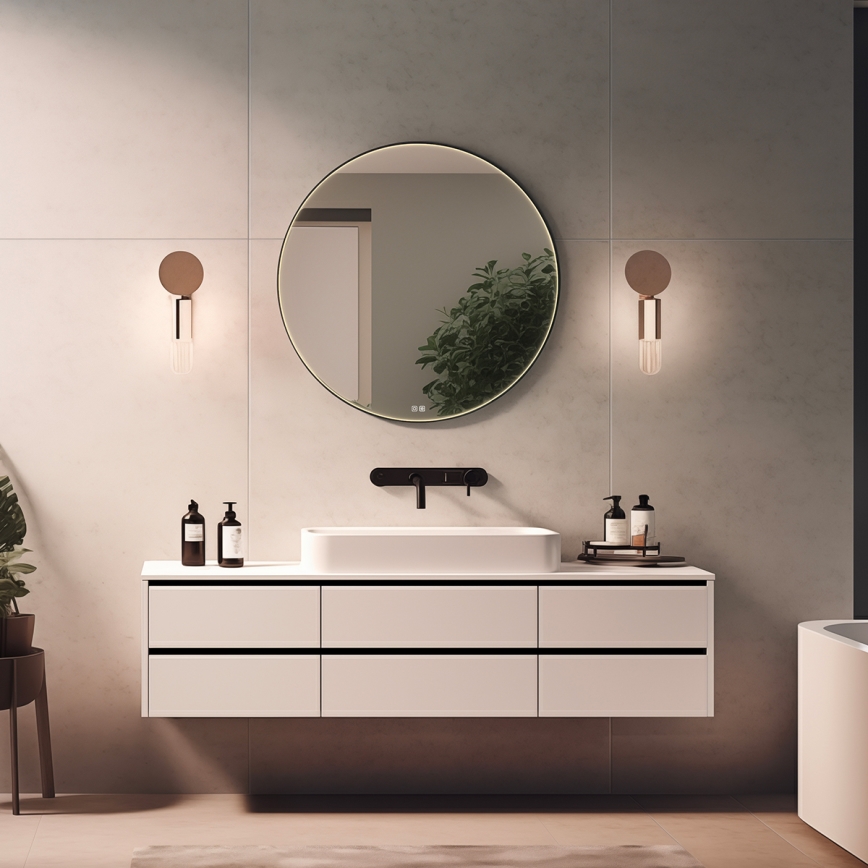 NIMCO ZPC 31000RVX-90 - Dimbare LED-badkamerspiegel met achtergrondverlichting LED/20W/230V 3000-6500K Ø 60 cm mat zwart IP44