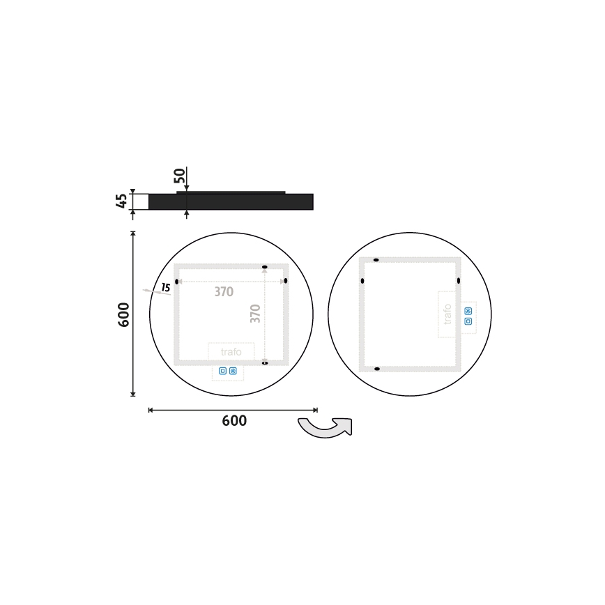NIMCO ZPC 31000RVX-90 - LED Badkamerspiegel met dimbare verlichting LED/20W/230V 3000-6500K diameter 60 cm mat zwart IP44
