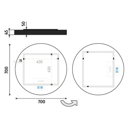 NIMCO ZPC 31001RVX-90 - Dimbare LED-achtergrondverlichte badkamerspiegel LED/22W/230V 3000-6500K Ø 70 cm mat zwart IP44
