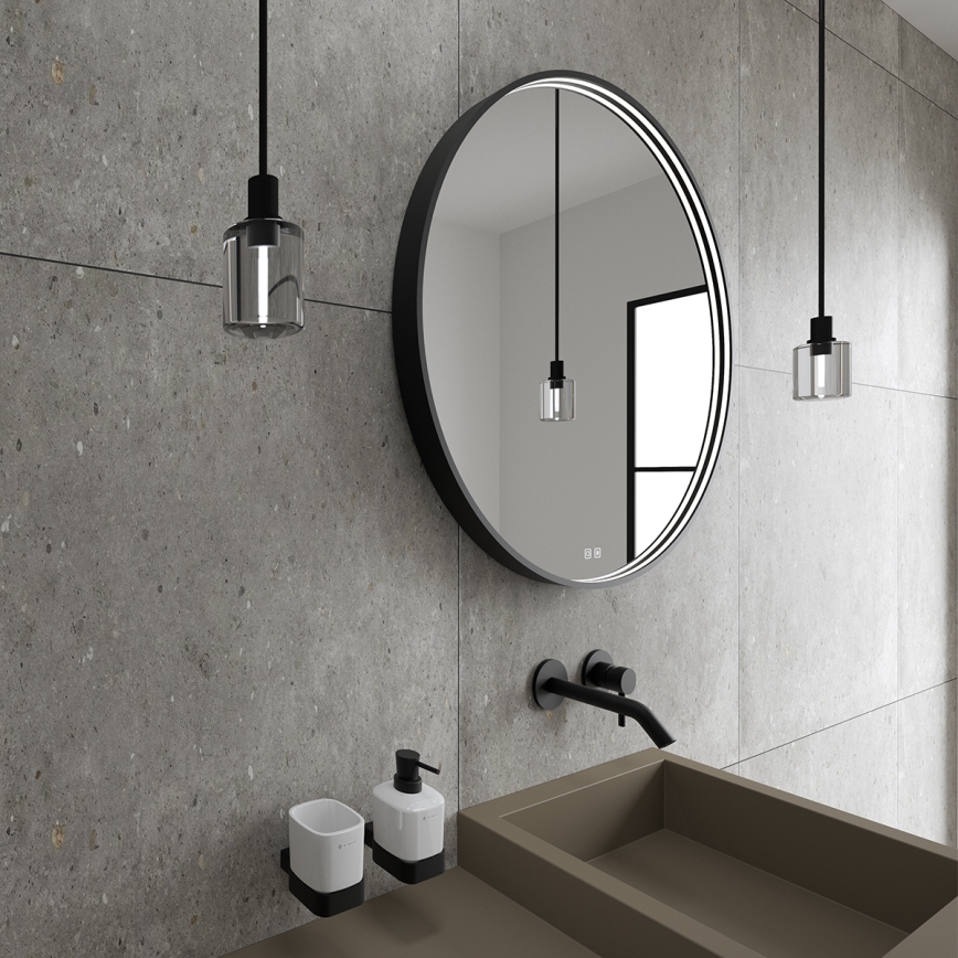 NIMCO ZPC 31002RVX-90 - LED-dimbare verlichte badkamerspiegel LED/26W/230V 3000-6500K Ø 80 cm mat zwart IP44